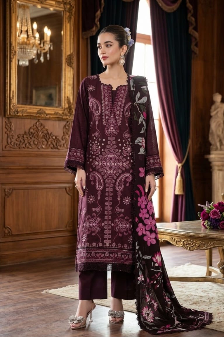 Johra Lavish Unstitched Embroidered Stapple Slub 3pc