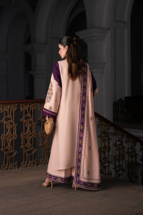 Bin Ilyas Dulzura Embroidered Luxury Peach Leather 3pc