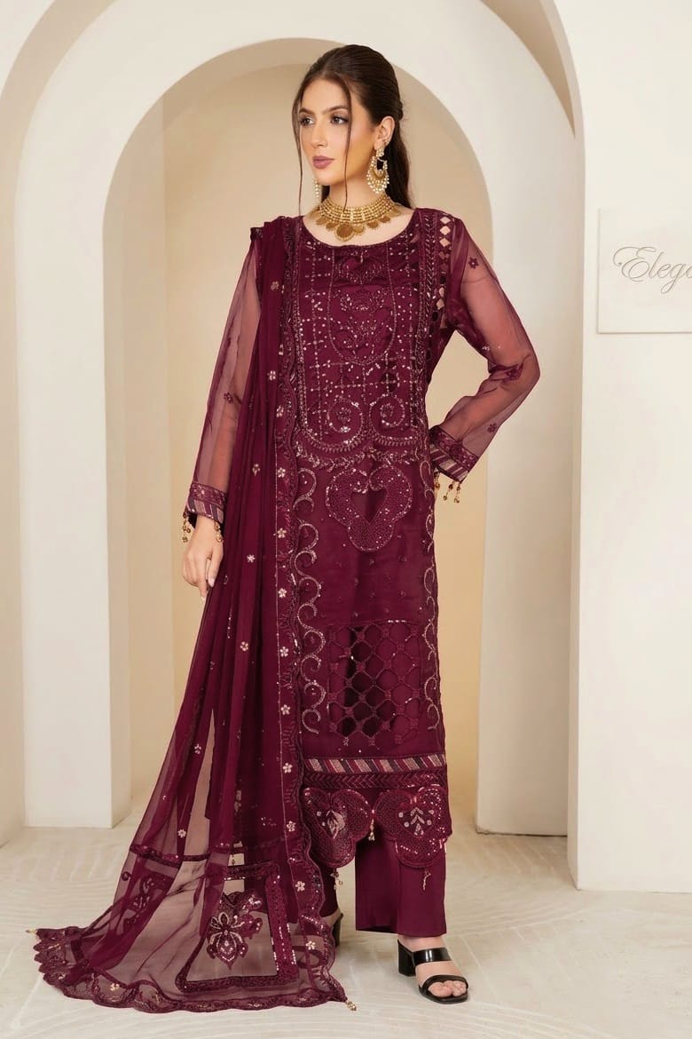 Noor jahan Elegance Unstitched Luxury Chiffon 3pc
