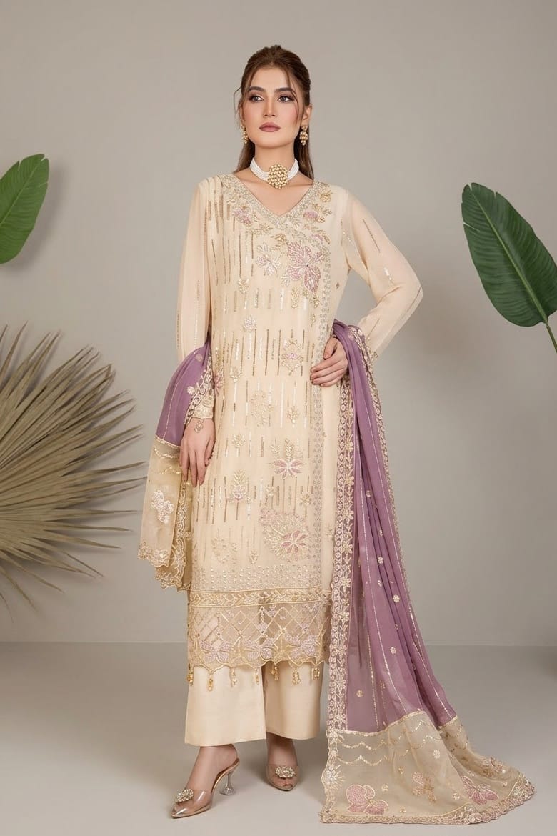 Noor jahan Elegance Unstitched Luxury Chiffon 3pc