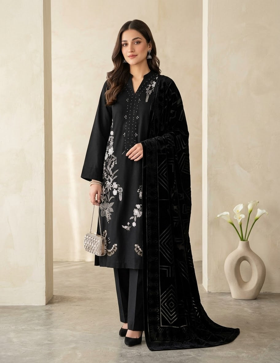 Noor Jahan Mehfil e Sard Unstitched Embroidered 3pc