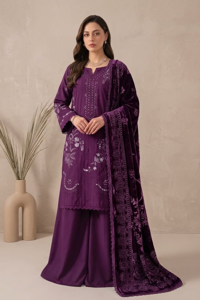 Noor Jahan Mehfil e Sard Unstitched Embroidered 3pc