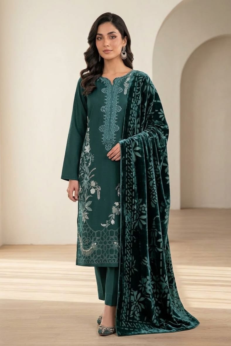 Noor Jahan Mehfil e Sard Unstitched Embroidered 3pc