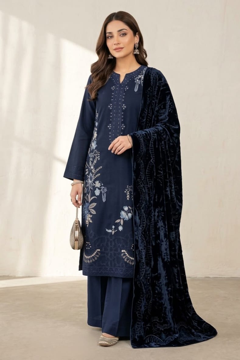 Noor Jahan Mehfil e Sard Unstitched Embroidered 3pc