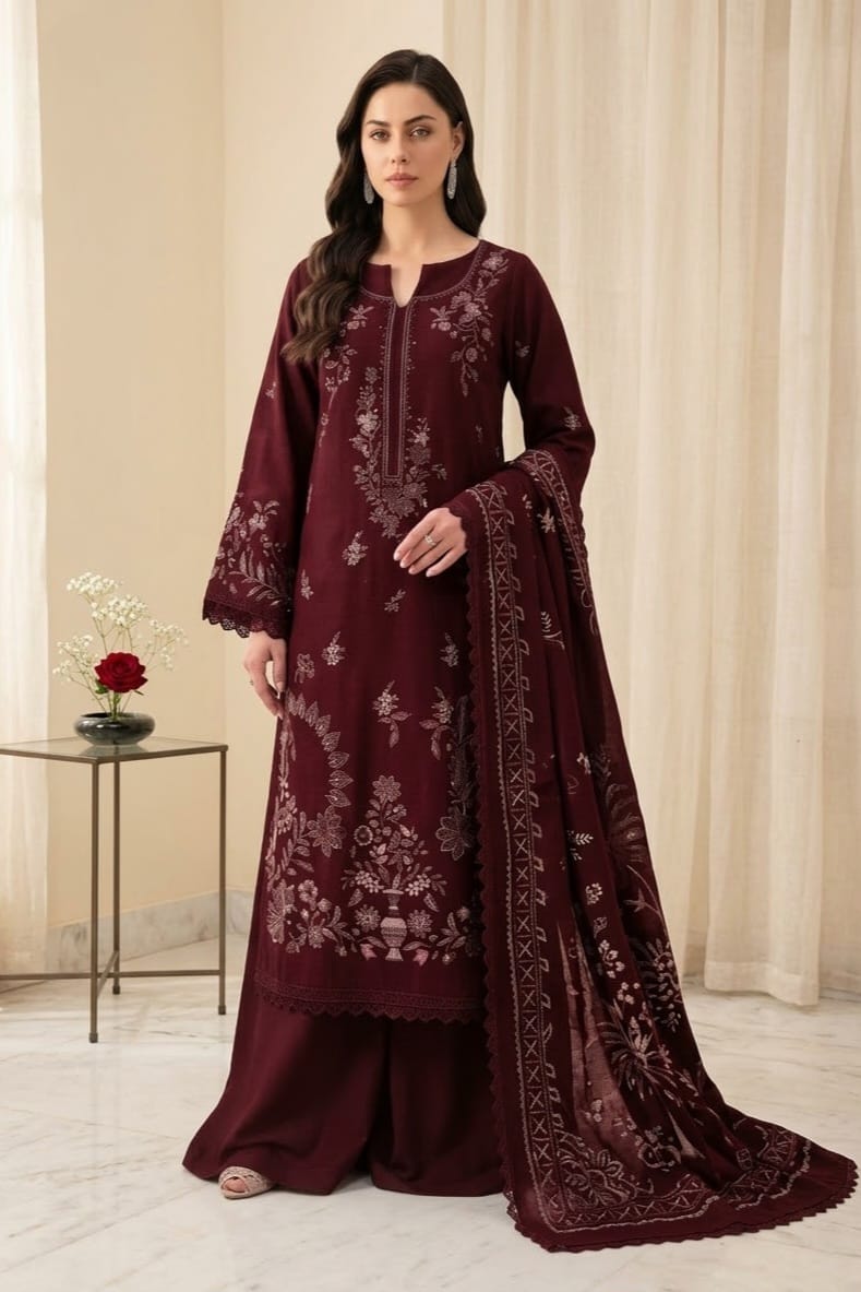 Noor Jahan Manposh Unstiitched Embroidered 3pc