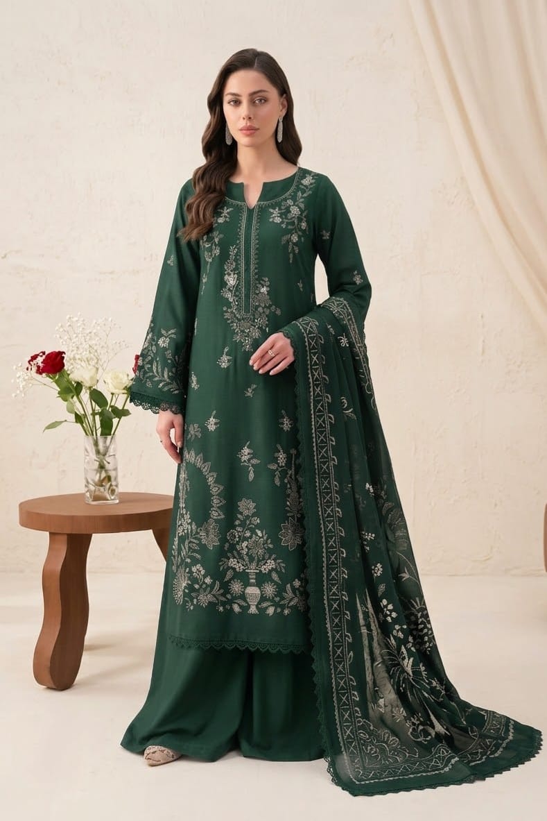 Noor Jahan Manposh Unstiitched Embroidered 3pc