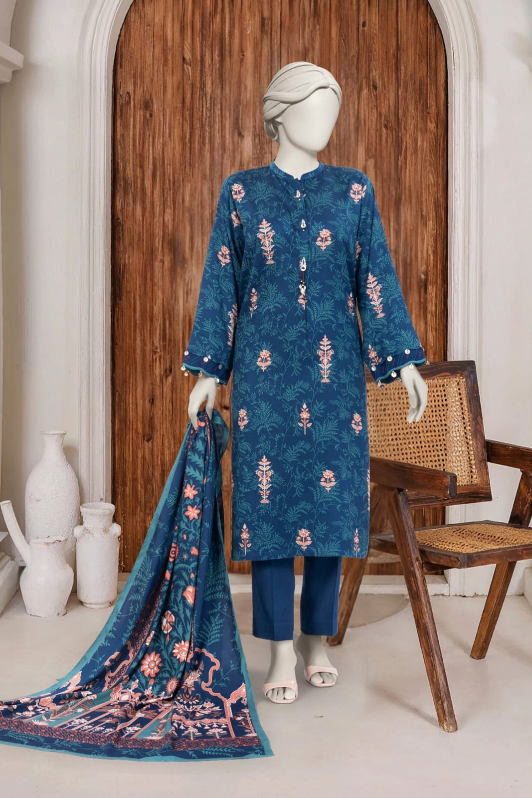 MTJ Printed Viscose Unstitched 3pc