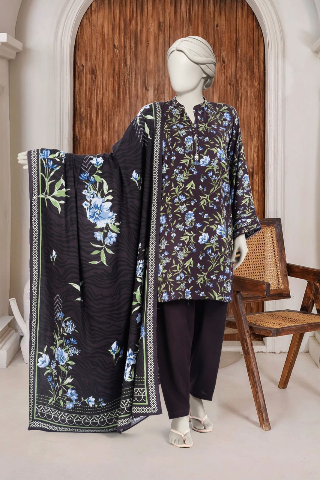 MTJ Printed Viscose Unstitched 3pc
