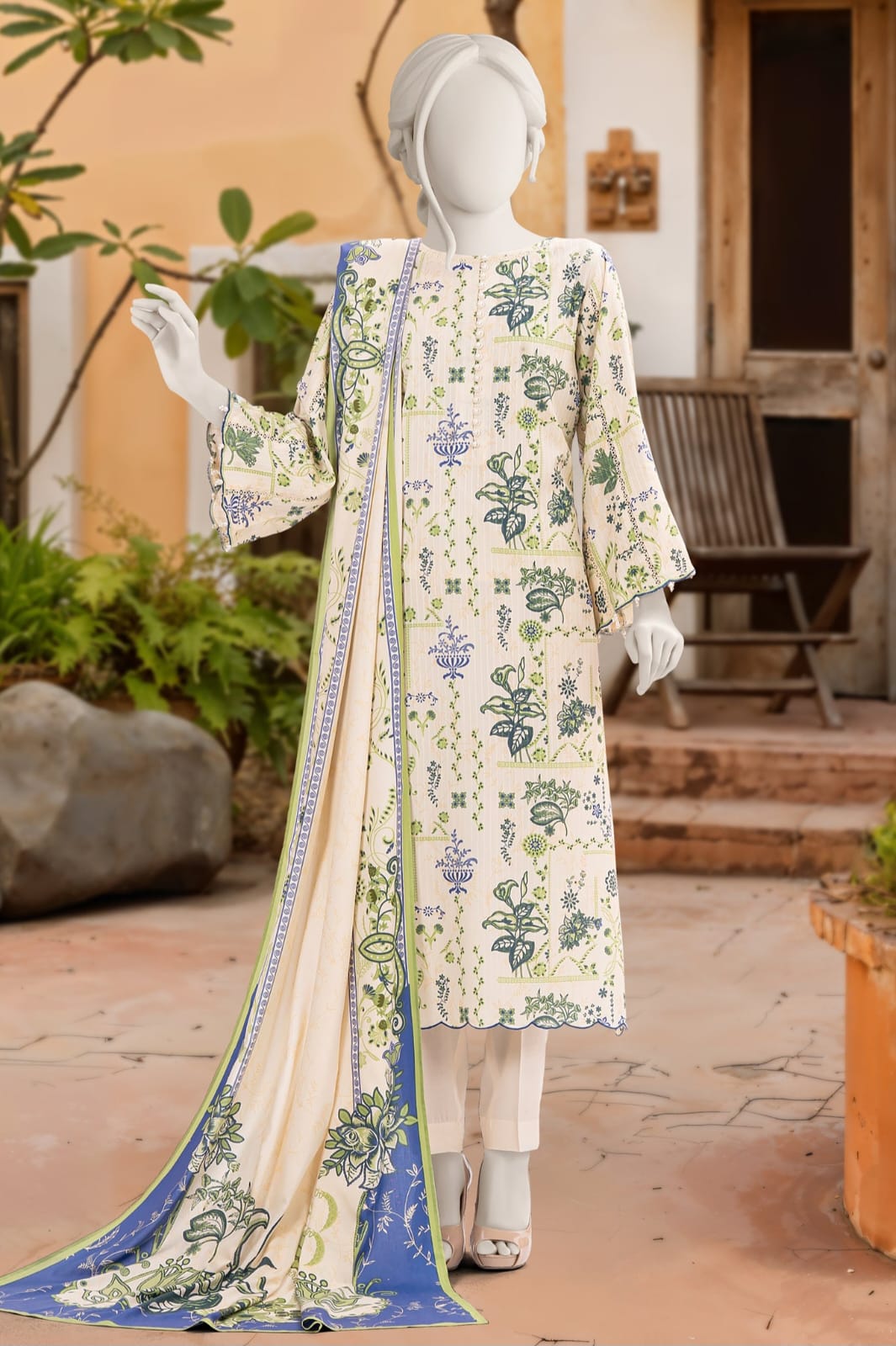 MTJ Printed Viscose Unstitched 3pc