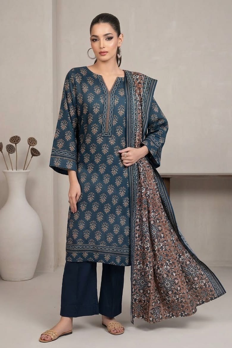 Gul Ahmed Printed Khaddar Unstitched 3pc