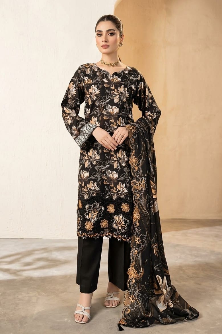 Elaya Embroided Khaddar Unstitched 3pc