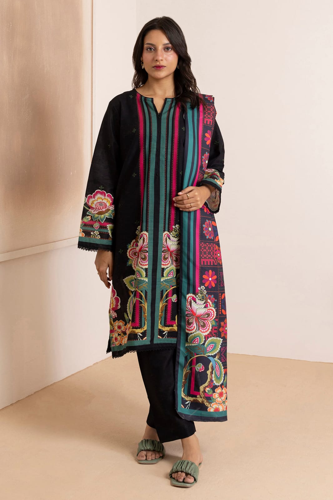 Zellbury Stitched Printed Khaddar 3pc