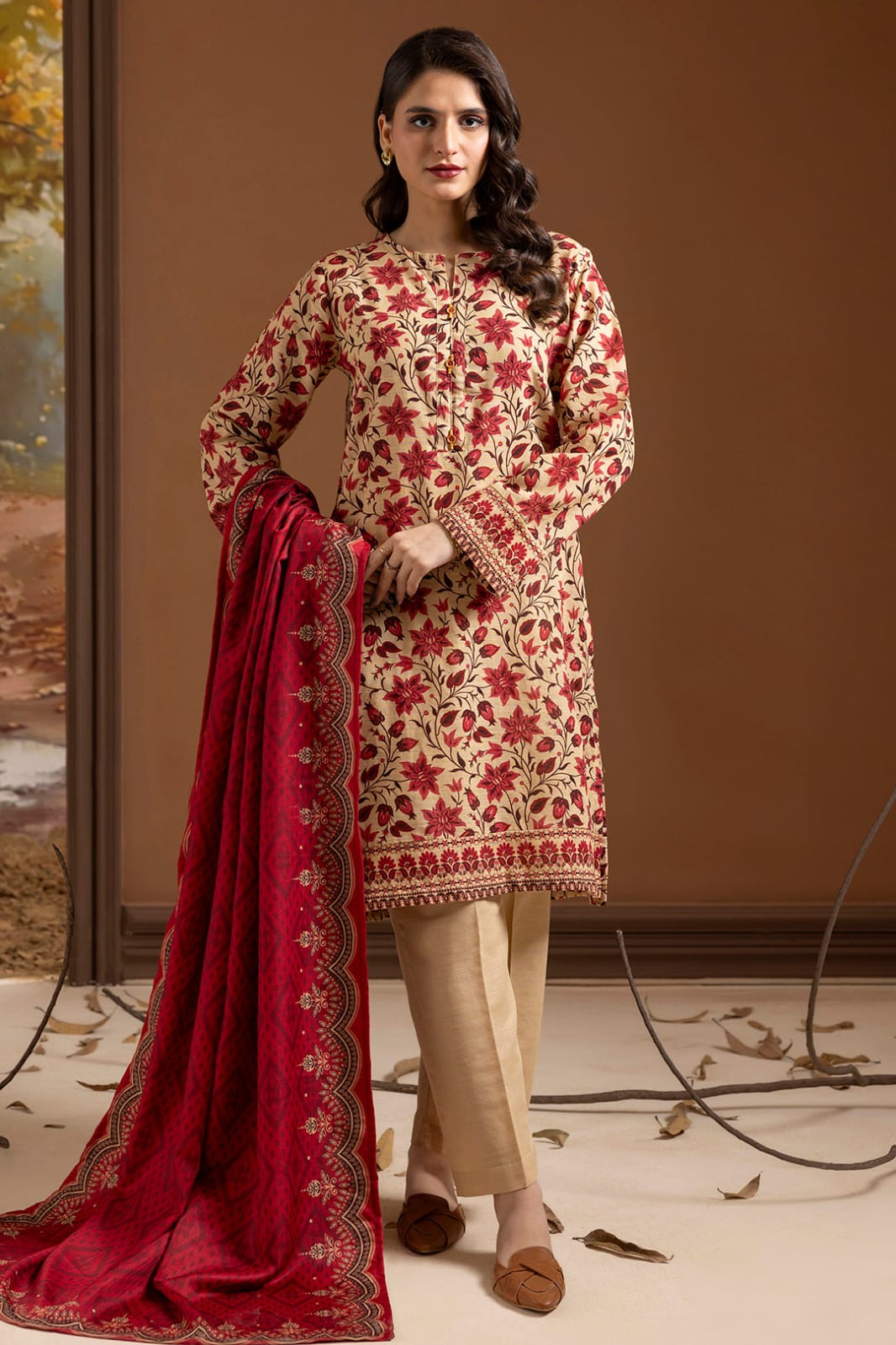 Zellbury Stitched Printed Khaddar 3pc