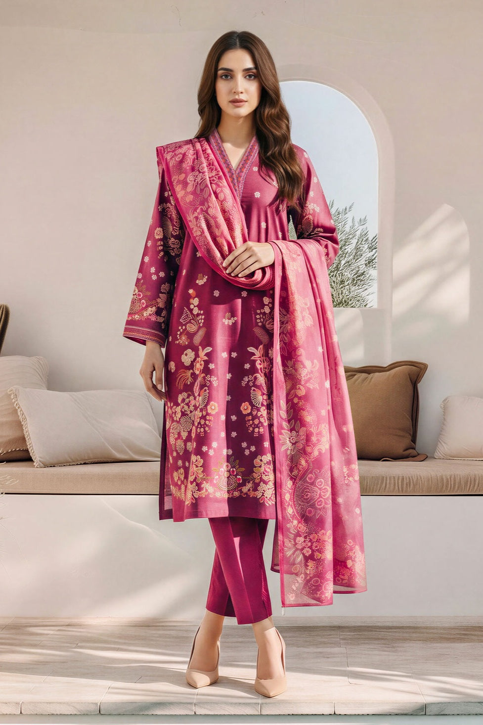 Lime Light Unstitched Printed Khaddar 3pc