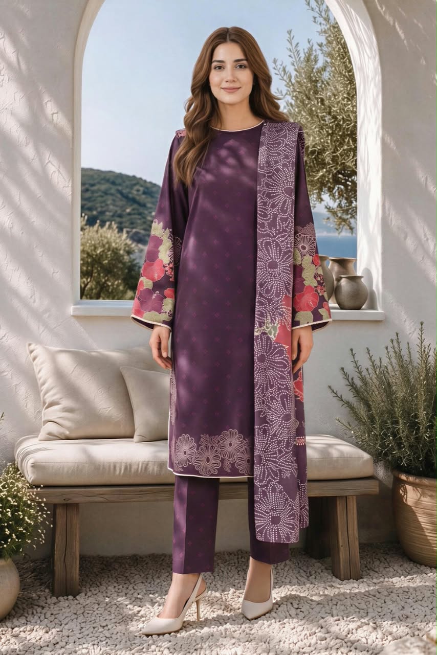 Lime Light Unstitched Printed Khaddar 3pc