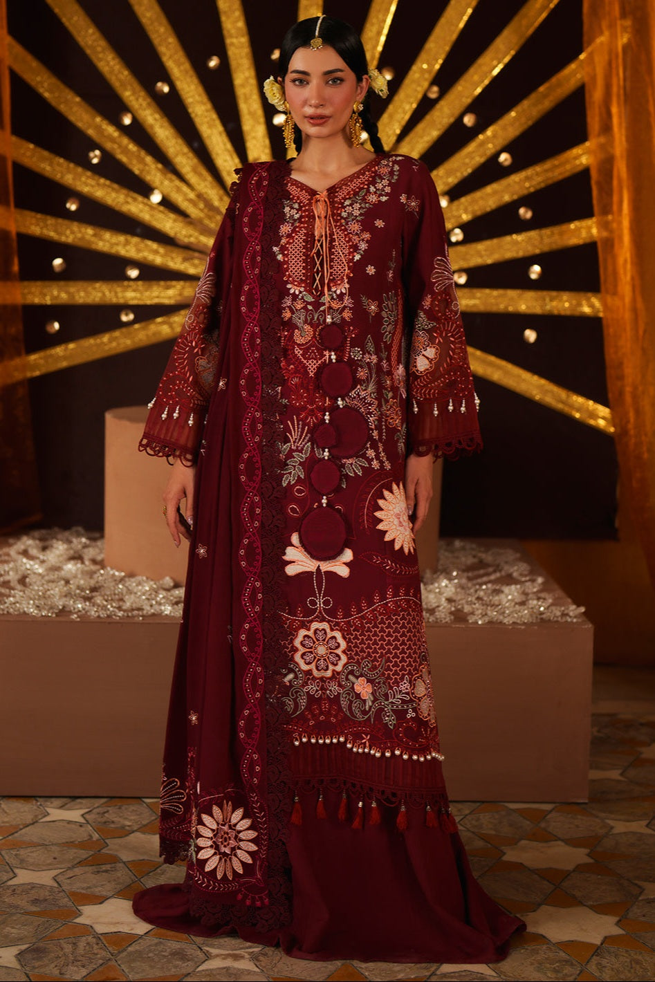 Mahnur Mastani Embroidered Luxury Karandi Unstitched 3pc