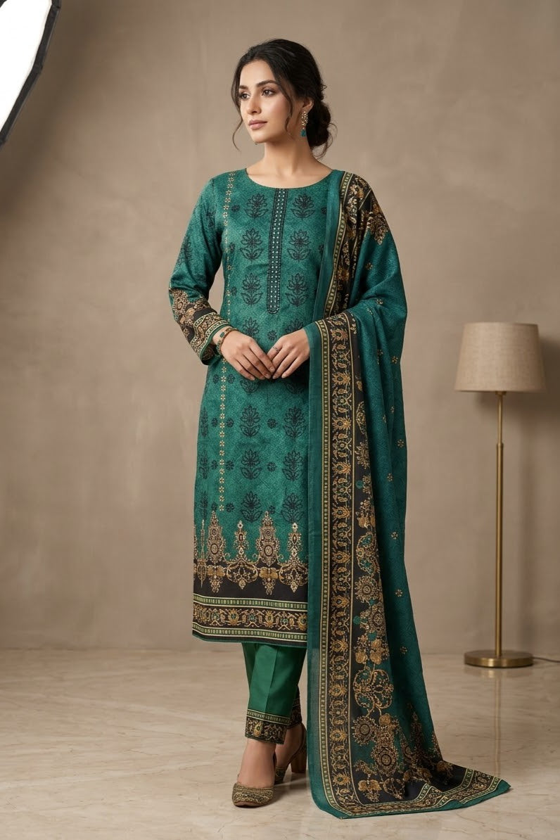 Mix Brand Unstitched Embroidered Khaddar 3pc