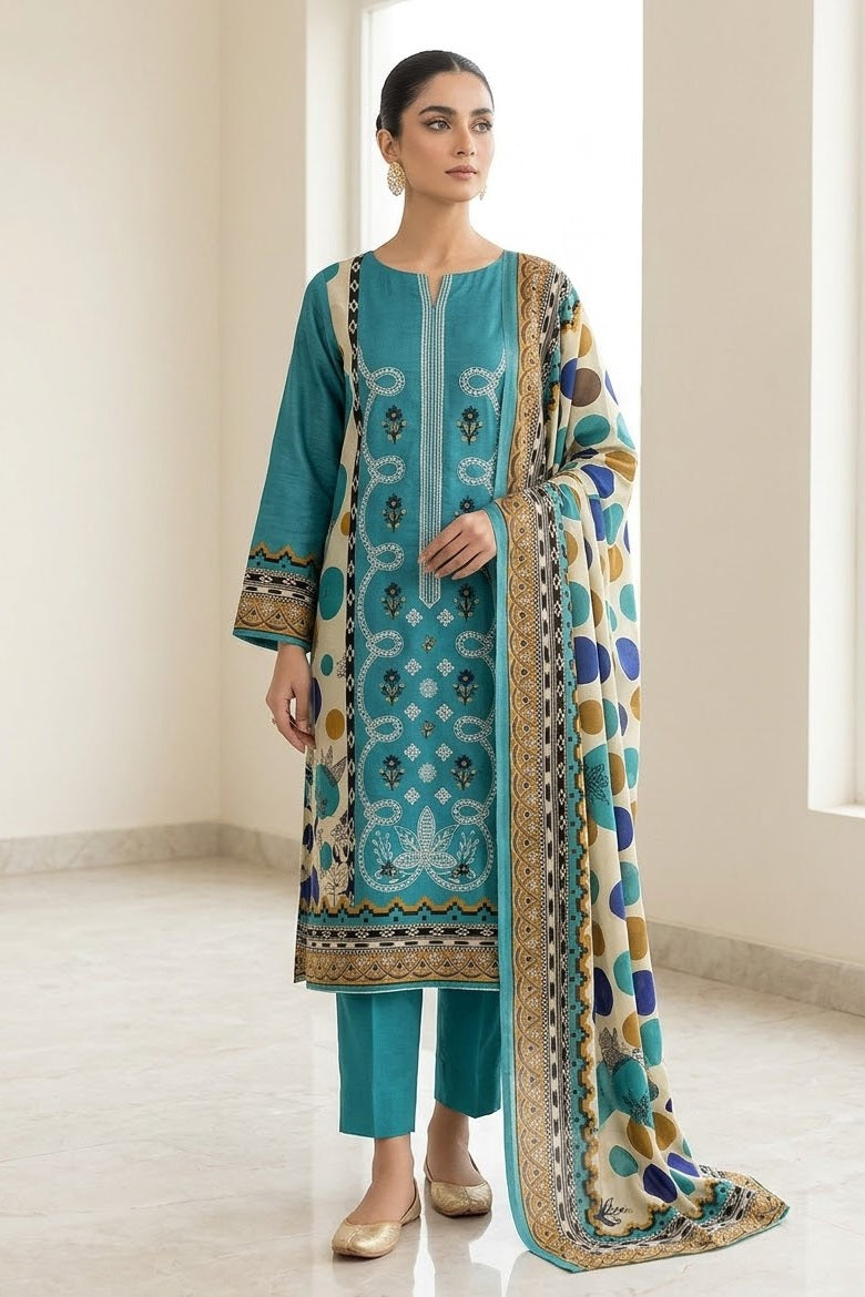 Mix Brand Unstitched Embroidered Khaddar 3pc