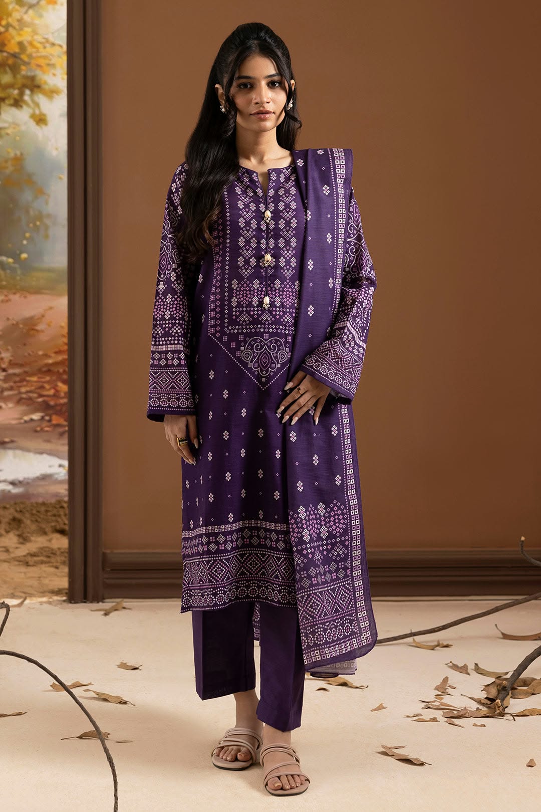 Zellbury Stitched Printed Khaddar 3pc