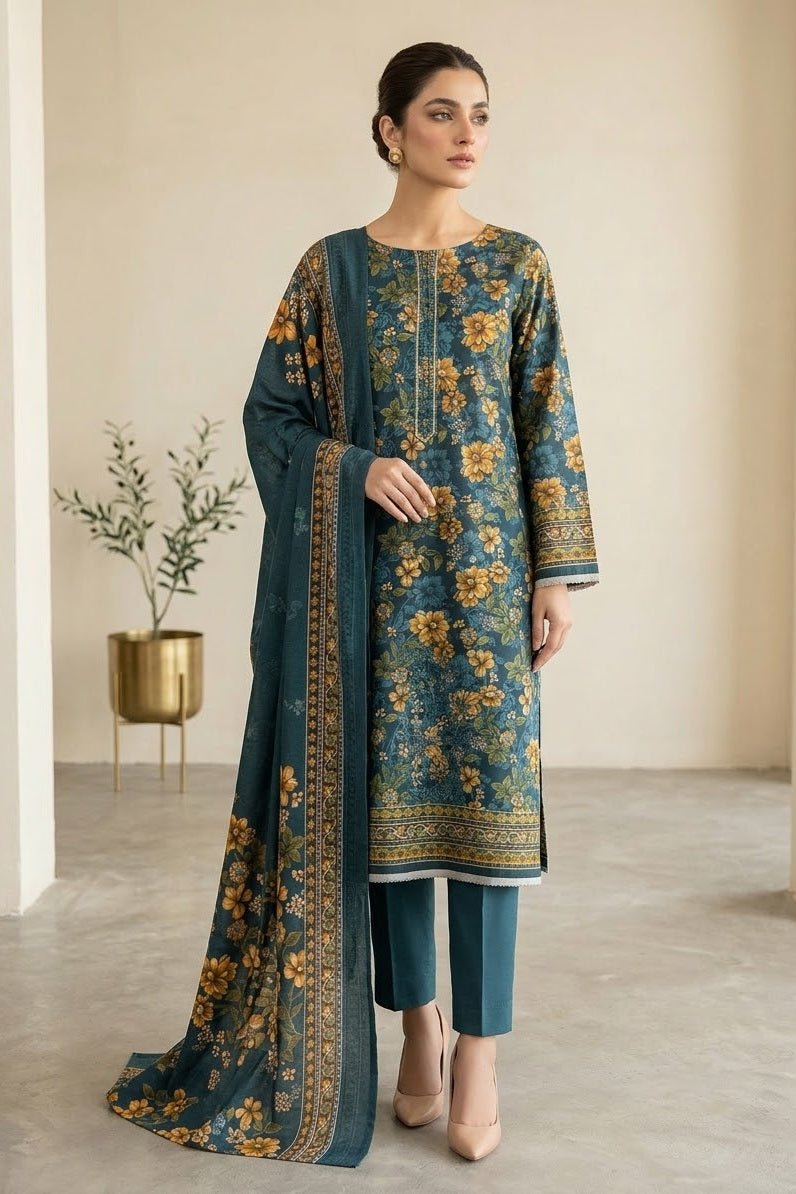 Dhanak Embroidered Unstitched 3pc