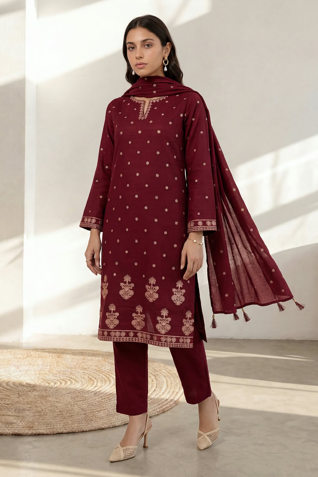 Zellbury Stitched D-Embroidered Khaddar 3pc