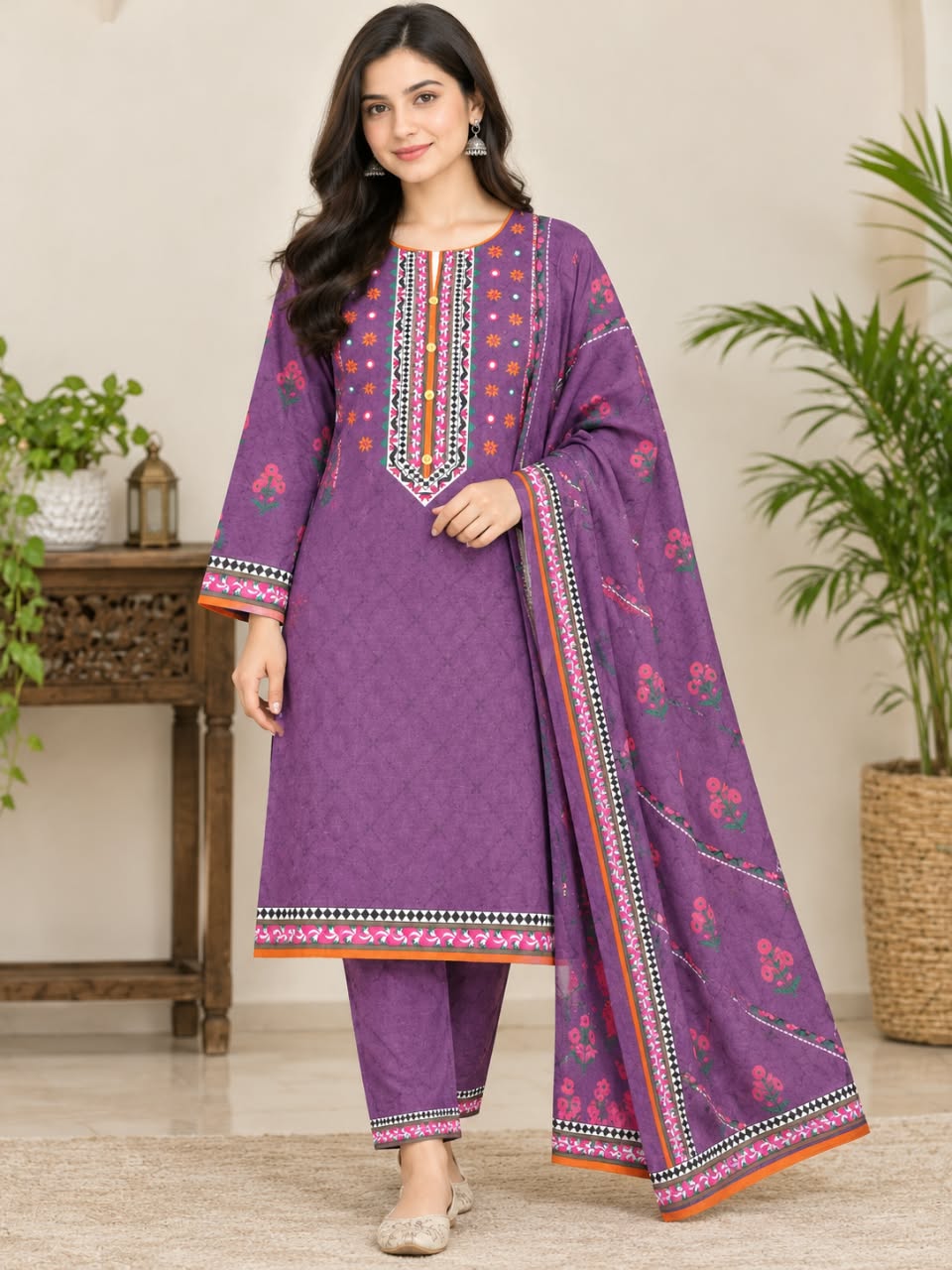Zellbury Stitched Printed Khaddar 3pc
