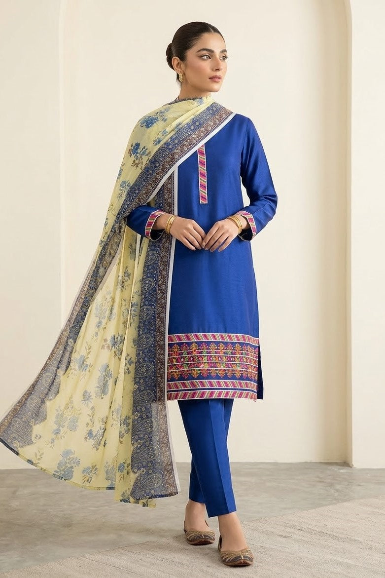 Bonanza Plain Embroidered Unstitched Mix 3pc