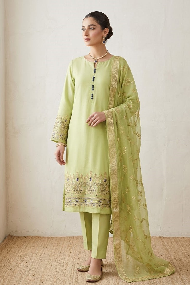 Bonanza Plain Embroidered Unstitched Mix 3pc