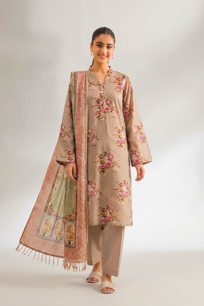 Nishat Unstitched Printed Linen 3pc