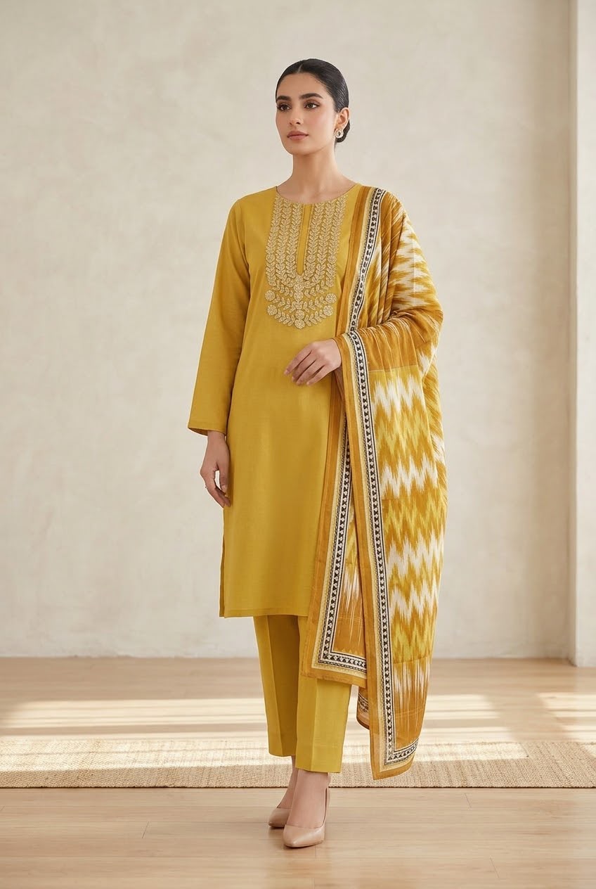 Bonanza Plain Embroidered Unstitched Mix 3pc
