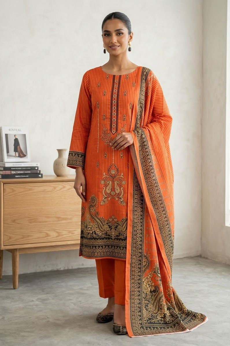 Mix Brand Unstitched Embroidered Linen 3pc