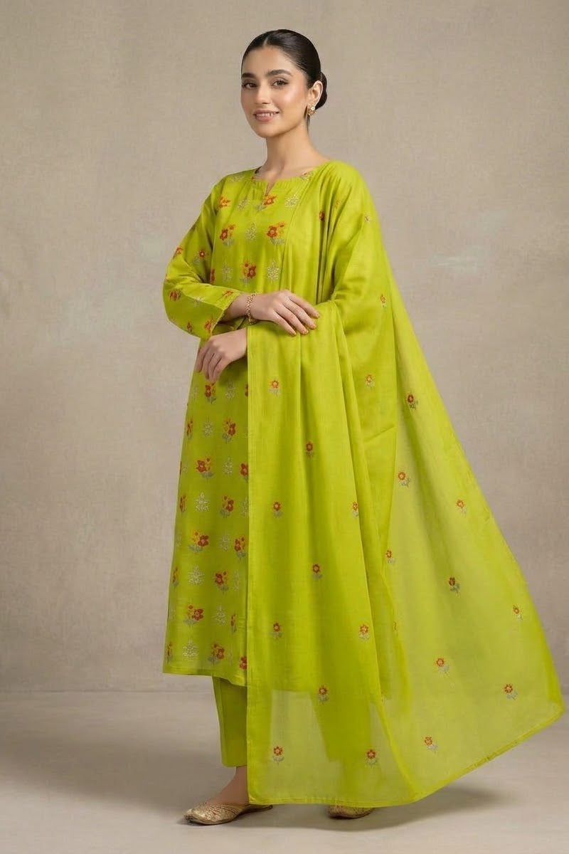 Bareeze Embroidered Cotrai Unstitched 3pc