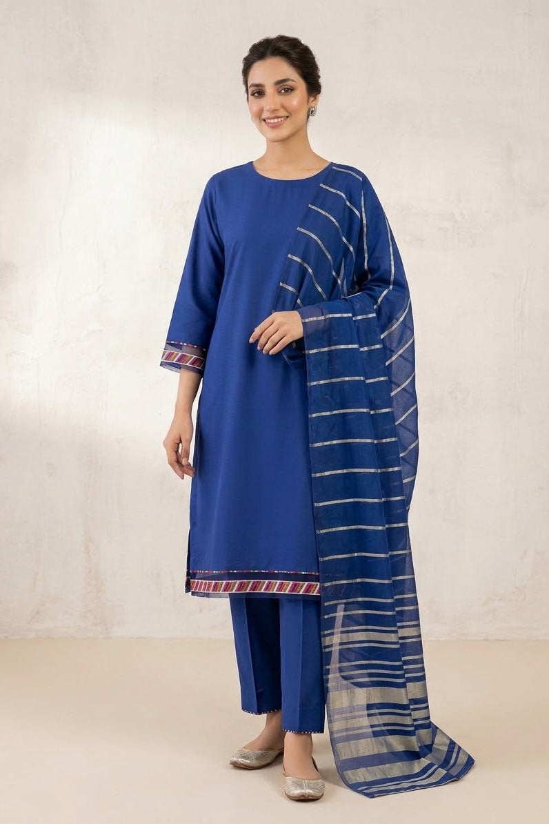 Bonanza Plain Embroidered Unstitched Mix 3pc