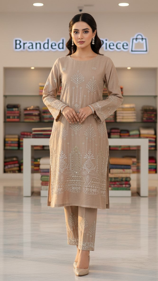 UNSTITCHED EMBROIDERED Silk 2PC SHIRT AND TROUSER COLLECTION BY DESIGNER By Branded Cut Pieces