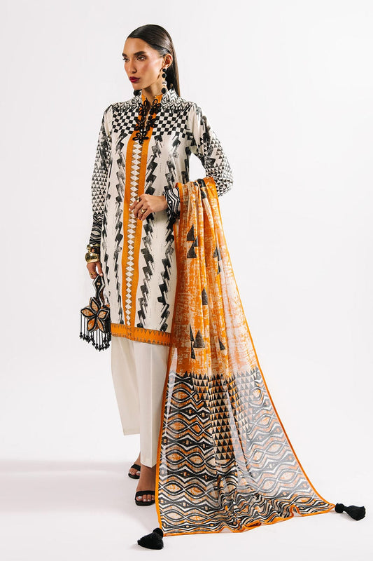 Agha Noor Unstitched Printed Lawn 3pc