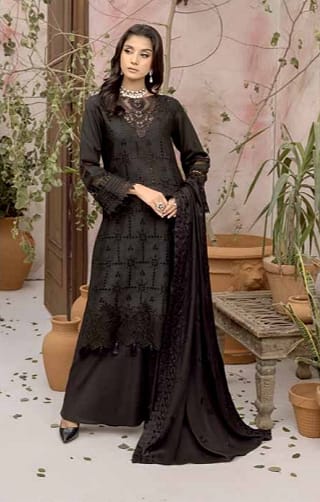 MAHNUR - 3PC LAWN EMBROIDERED SHIRT WITH CHIFFON PRINTED DUPATTA AND TROUSER - HZG2898