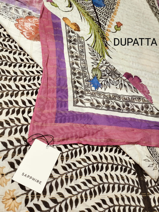 Sapphire Stitched Lawn JAQ Dupatta Collection