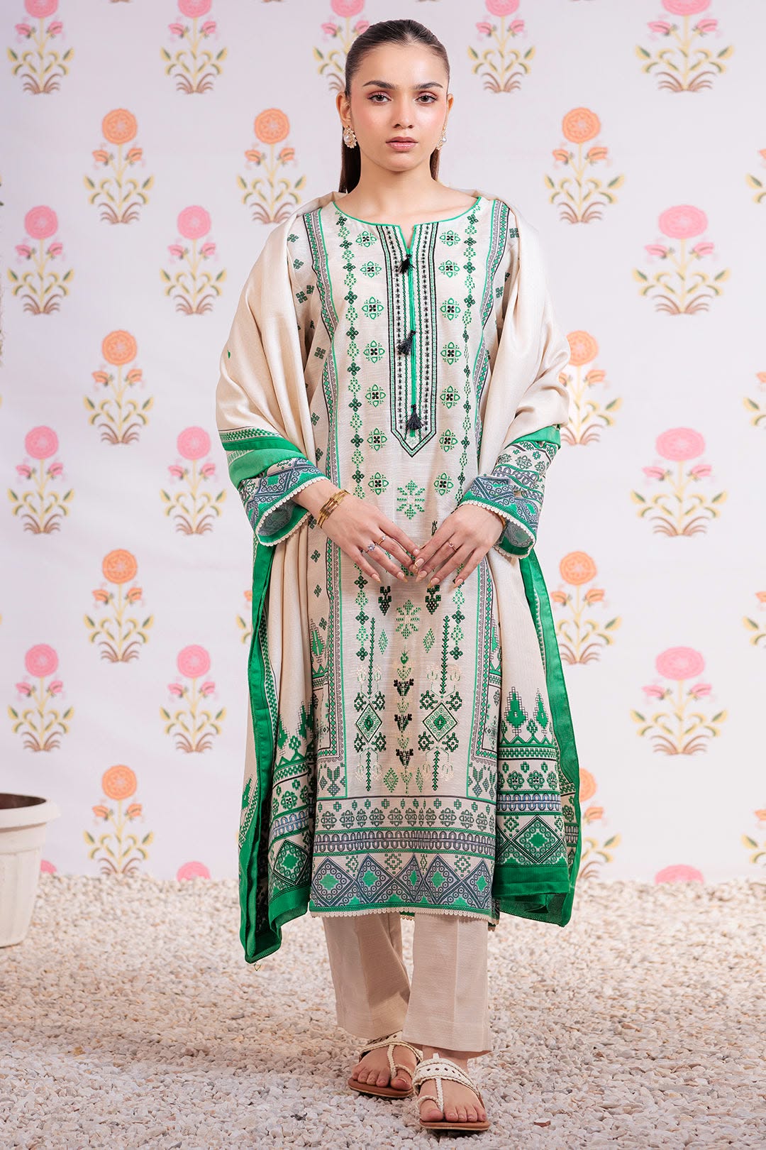 Zellbury Stitched Embroidered Khaddar 3pc