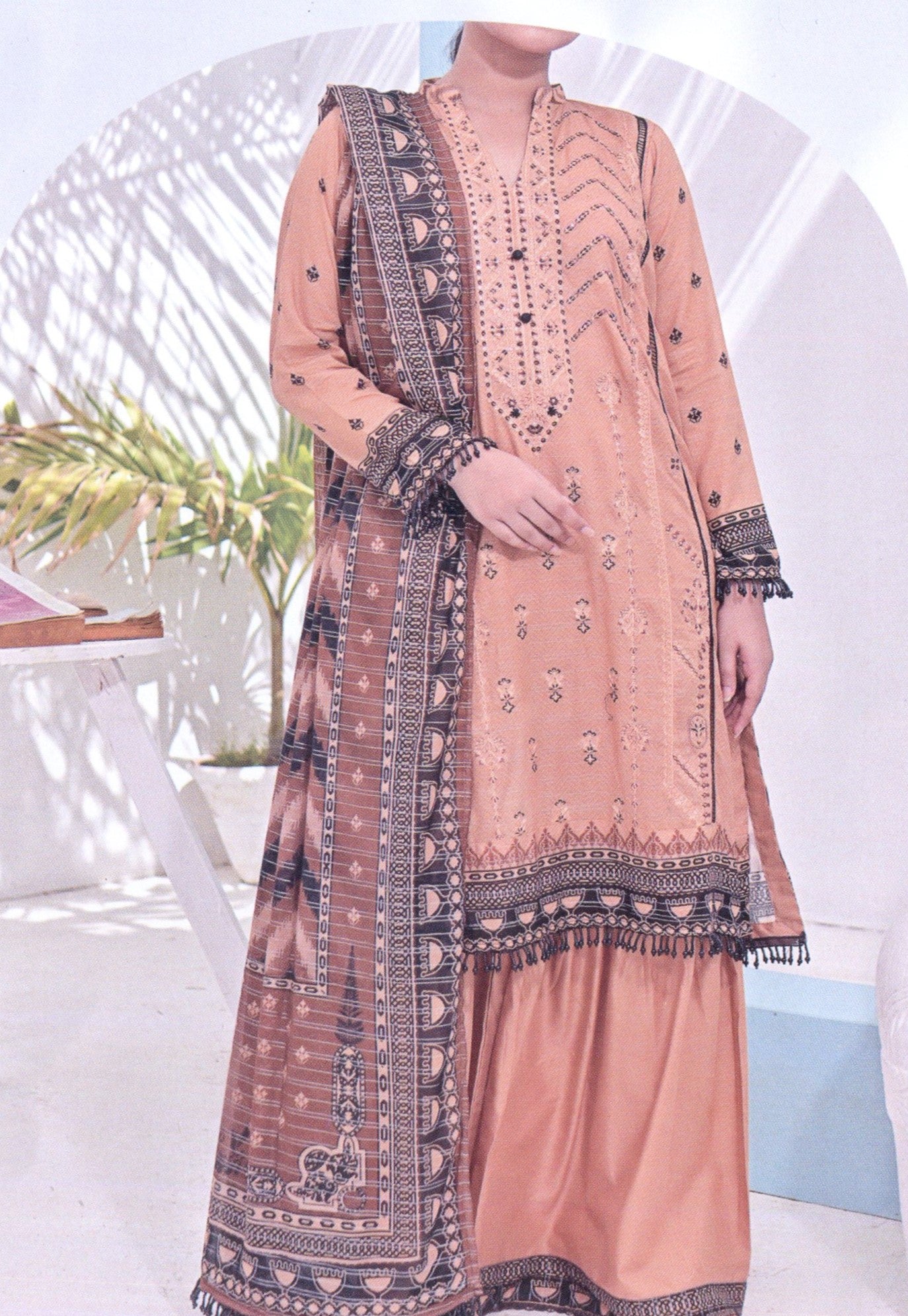 Aira Unstitched Embroidered Lawn 3pc - Branded Cut Pieces