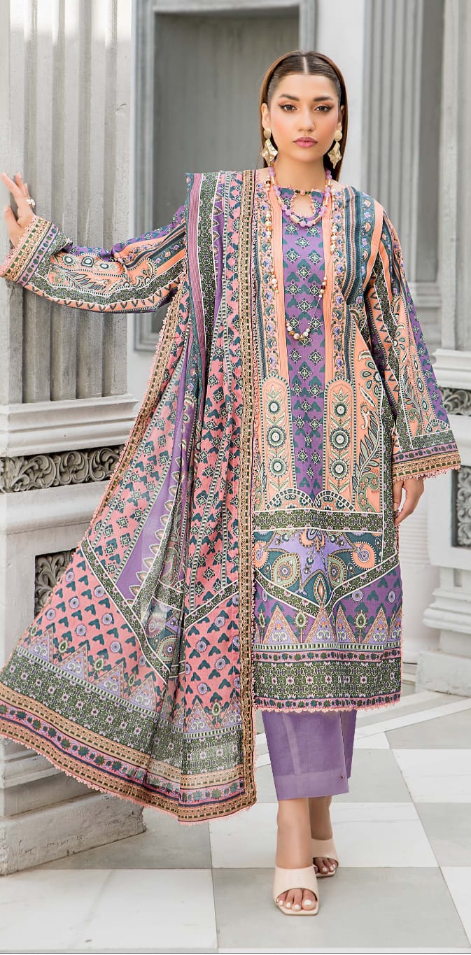 Soha Afreen Virsay Unstitched Lawn 3pc - Branded Cut Pieces