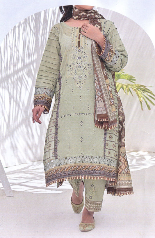 Aira Unstitched Embroidered Lawn 3pc - Branded Cut Pieces