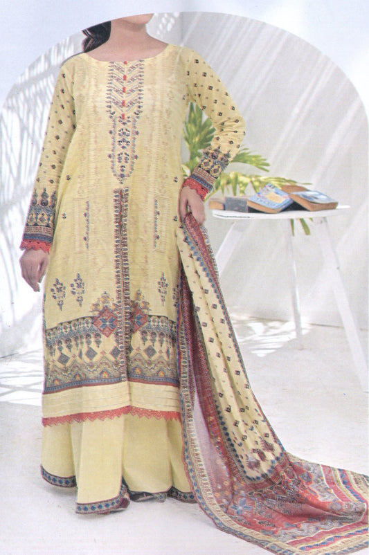 Aira Unstitched Embroidered Lawn 3pc - Branded Cut Pieces