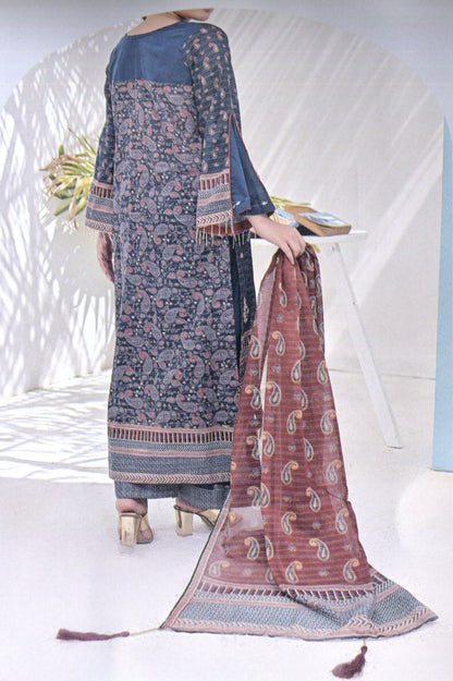 Aira Unstitched Embroidered Lawn 3pc - Branded Cut Pieces