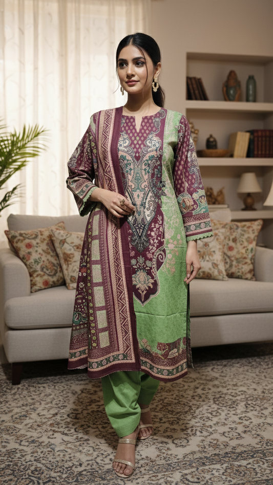DIGITAL PRINTED KHADDAR 3PC COLLECTION BY ASIM JOFA by Branded Cut Pieces