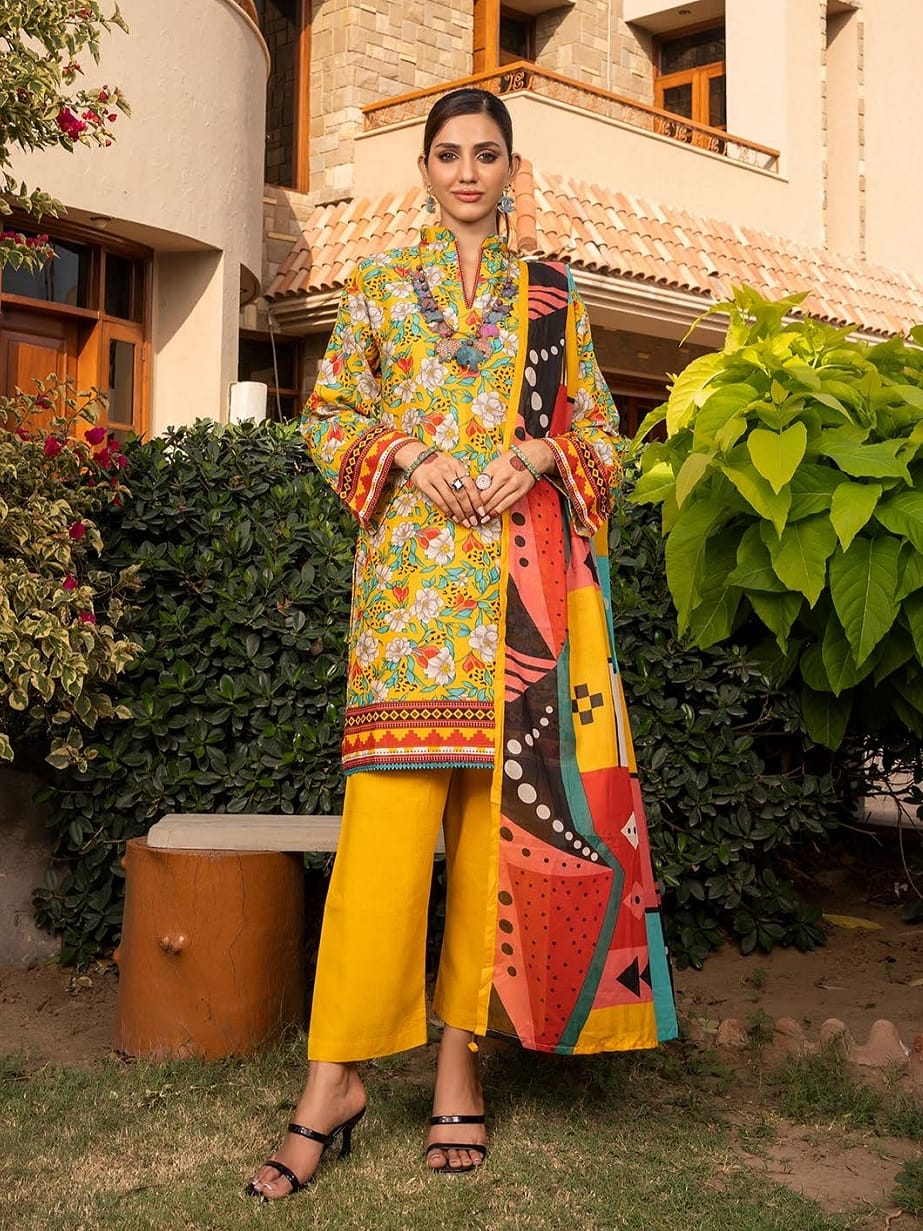 Jaffrani Printed Lawn Arbish Collection 3pc - Branded Cut Pieces