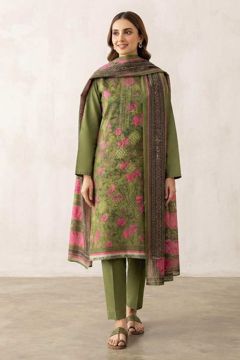 Dhanak Embroidere Unstitched 3pc