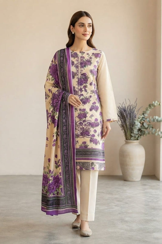 Dhanak Embroidere Unstitched 3pc
