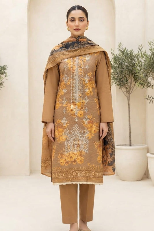 Dhanak Embroidere Unstitched 3pc