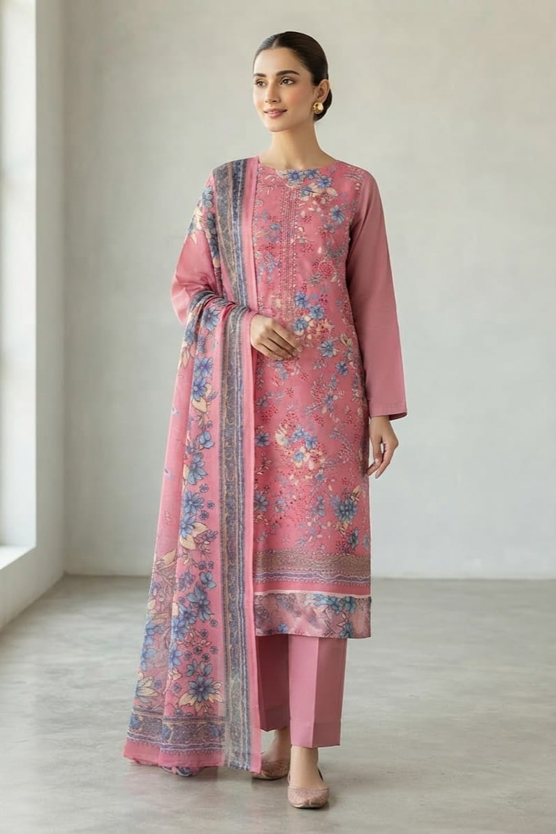 Dhanak Embroidered Unstitched 3pc