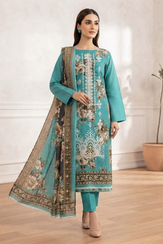 Dhanak Embroidere Unstitched 3pc